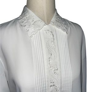Vintage Laura Scott Puritan Blouse Embroidered Collar | Size 8